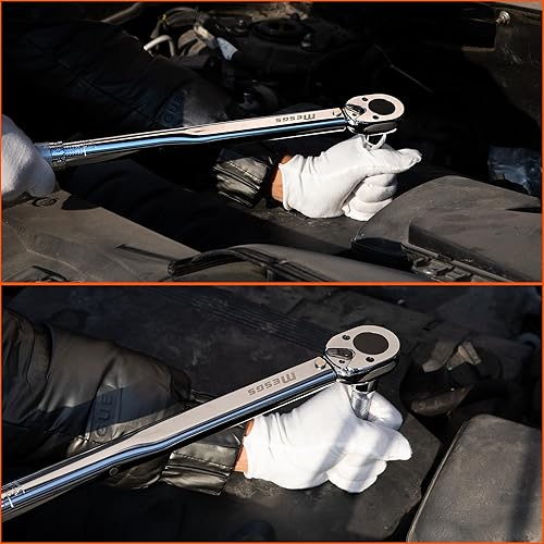 Miniatura 2 de MESGS Llave dinamométrica de clic de 12 pulgada, llave dinamométrica de alta precisión de doble dirección 10  150 pies-libra, 13.6  203.5 Nm,