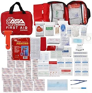 ASA TECHMED First Aid Kit Compact, Lightweight for Emergencies at Home, Workplace, Outdoors, Car, Camping, Sports, Hiking & Survival, Fully Stocked 234 Pcs