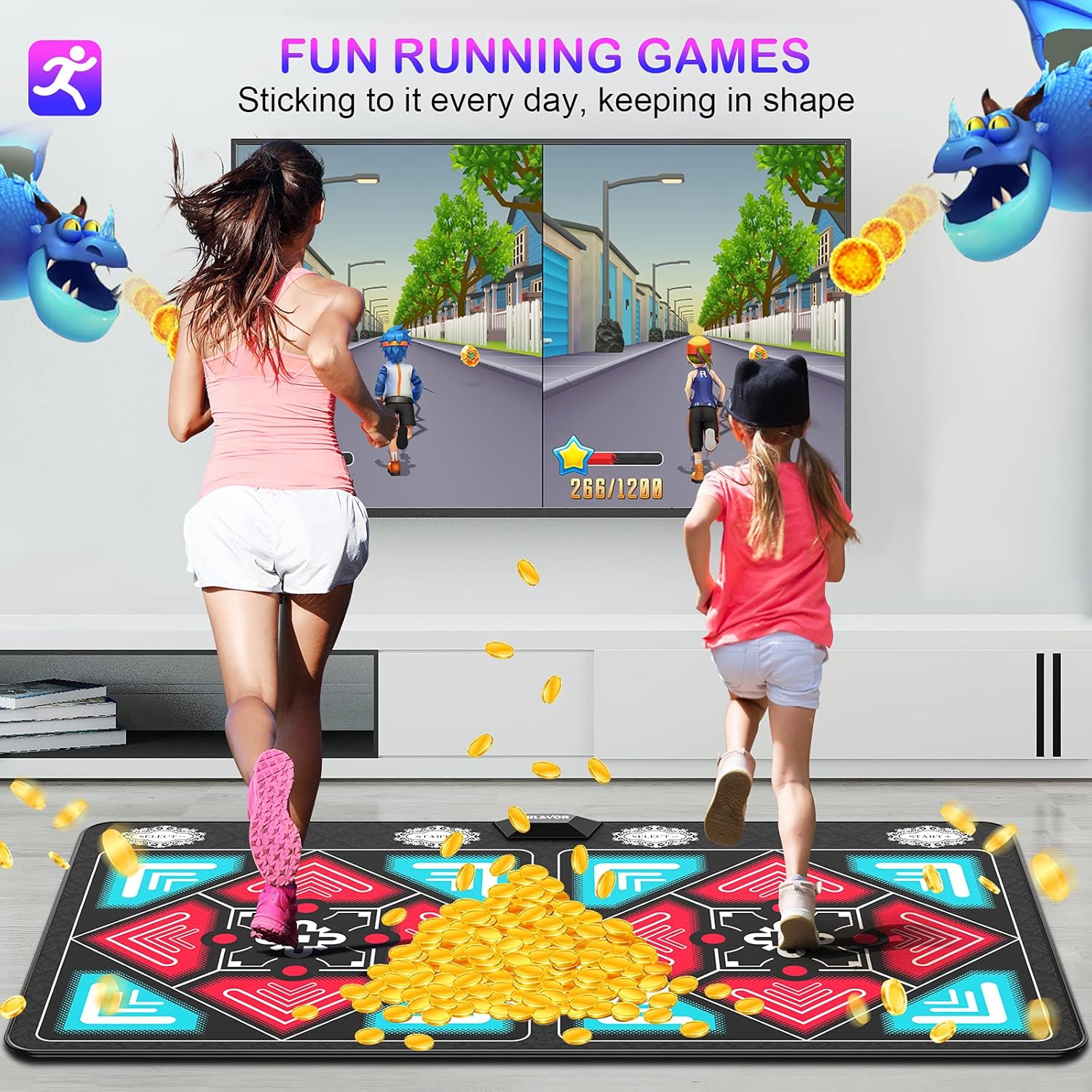 FWFX Dance Mat for Kids and Adults - Musical Electronic Dance Mats with HD Camera, Double User Wireless Dancing Mat, Exercise & Fitness Dance Step Pad Game for TV, Toys Gift for Girls & Boys Ages 6+ : Toys & Games