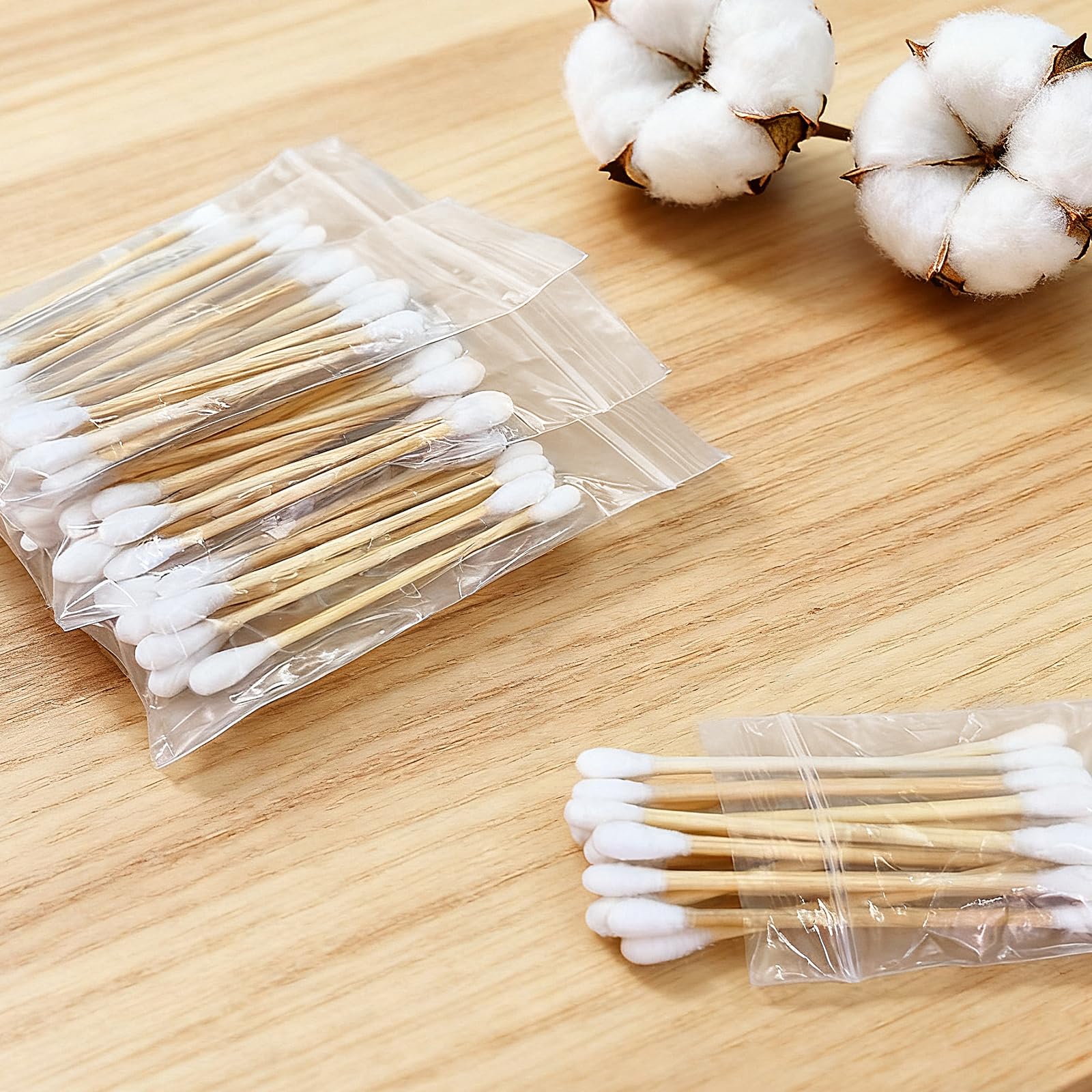 1000 Stück (100 Stück à 100 Stück) Bambus-Wattestäbchen für Ohren, einzeln verpackt, runde Spitze, Bio-Ohrstäbchen, Reise-Ohrreinigung, Wattestäbchen für Make-up, Hotel, Camping