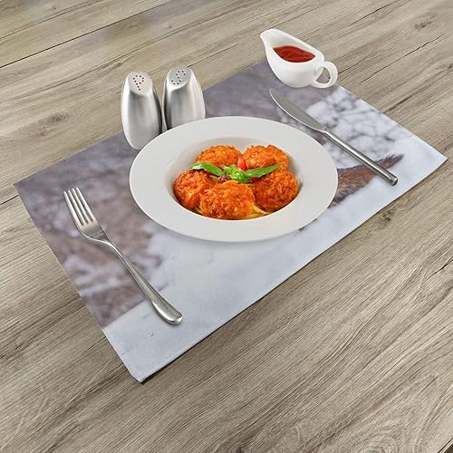 Miniatura 129 de Ambesonne Juego de 4 manteles individuales amarillos y azules, diseño de flores de primavera, flores vibrantes, manteles individuales de tela Azul