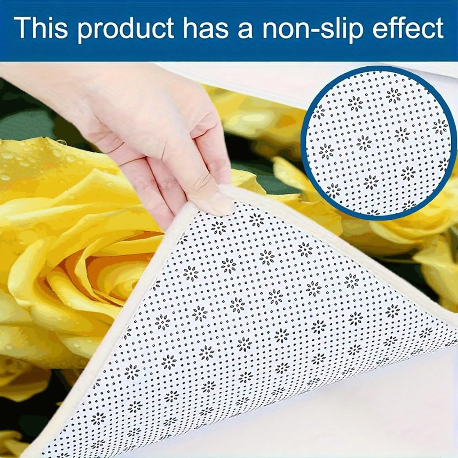 Graceful Yellow Rose Flower Kitchen Mats with 2PCS Non-Slip Washable,Kitchen Rug Heavy Duty Durable, Floor Mats for Kitchen,Office,Sink,Laundry
