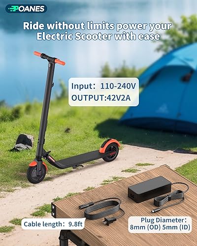 Miniatura 2 de Cargador de 42 V para scooters Segway Ninebot compatible con Segway ES2, ES4, E22, F20, F25, F30, F40, D18, D28, D40, F2, F2 Plus, F2 Pro, E2 Pro