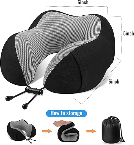 Miniatura 3 de Almohada de viaje de espuma viscoelástica de alta calidad, cómoda y de apoyo, almohada cervical para aliviar el dolor, almohada para viajar,