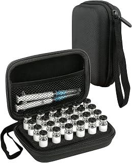 24 Slot Insulin Peptide Vial Case for Fridge Storage, Hard Shell Organizer for 1-3ml Vials, Portable Travel Holder for BAC Water, Diabetic Supplies Protector