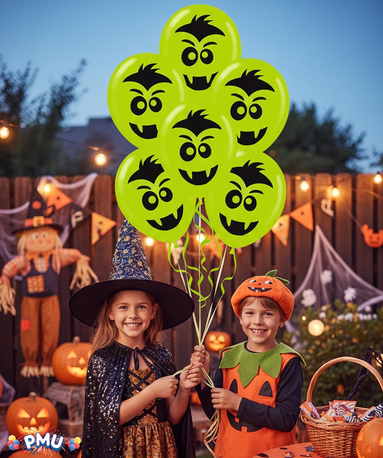 PMU 50Pcs Halloween Balloons 11 Inch, Fun Balloons for Halloween Party Décor, Spooky Ghost Theme Kooky Vampire Lime Green