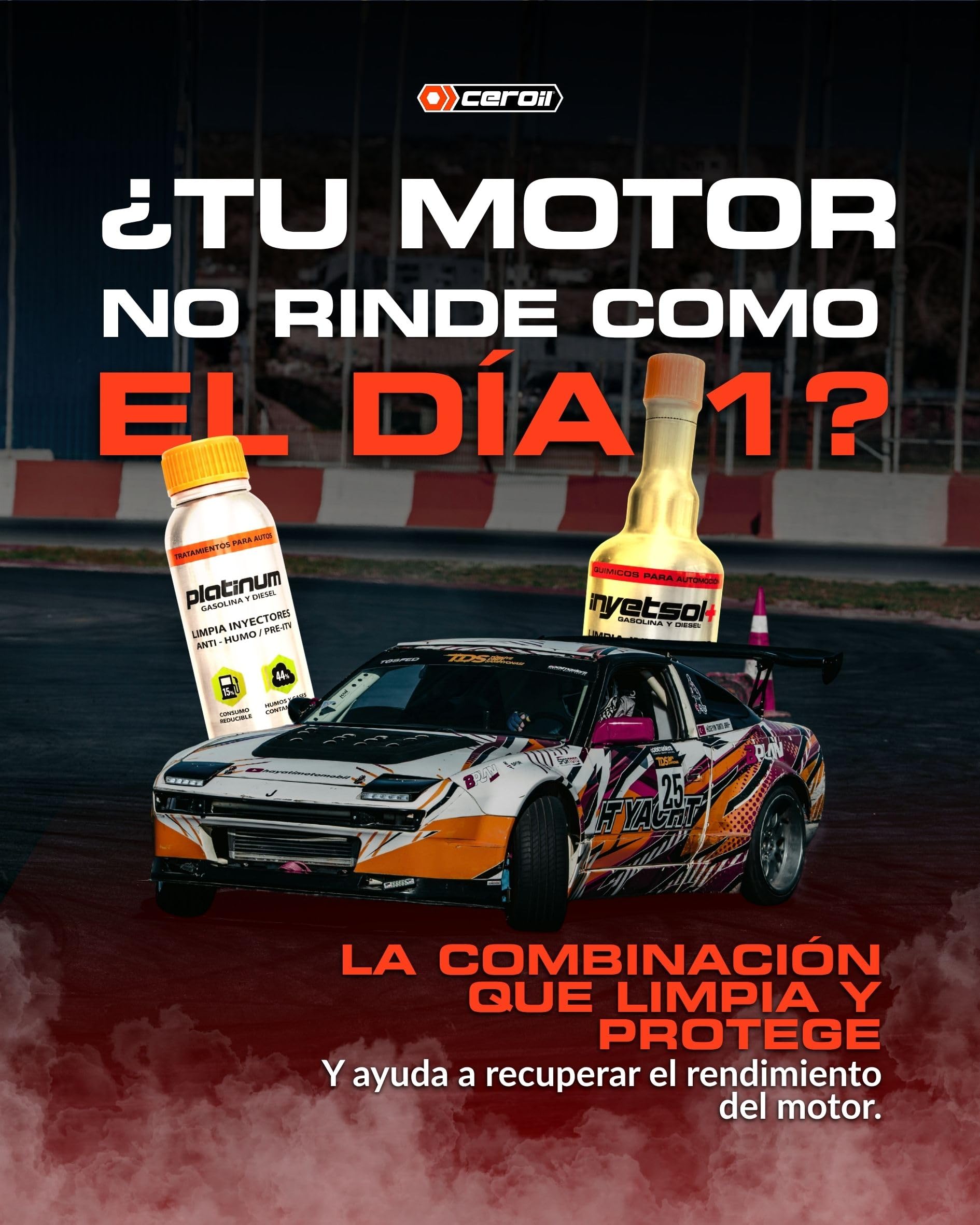 Kit Economizer Auto - Tratamiento Pre - Itv Platinum 200ml Aditivo Antifricción Cerámico para Motor y Transmisión + Inyesol Limpia Inyectores Gasolina y Diésel 500ml 4en1