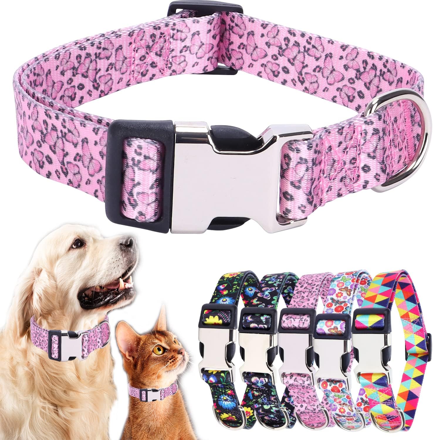 Cute Dog Collar for XS Small Medium Large Dogs, Soft Nylon