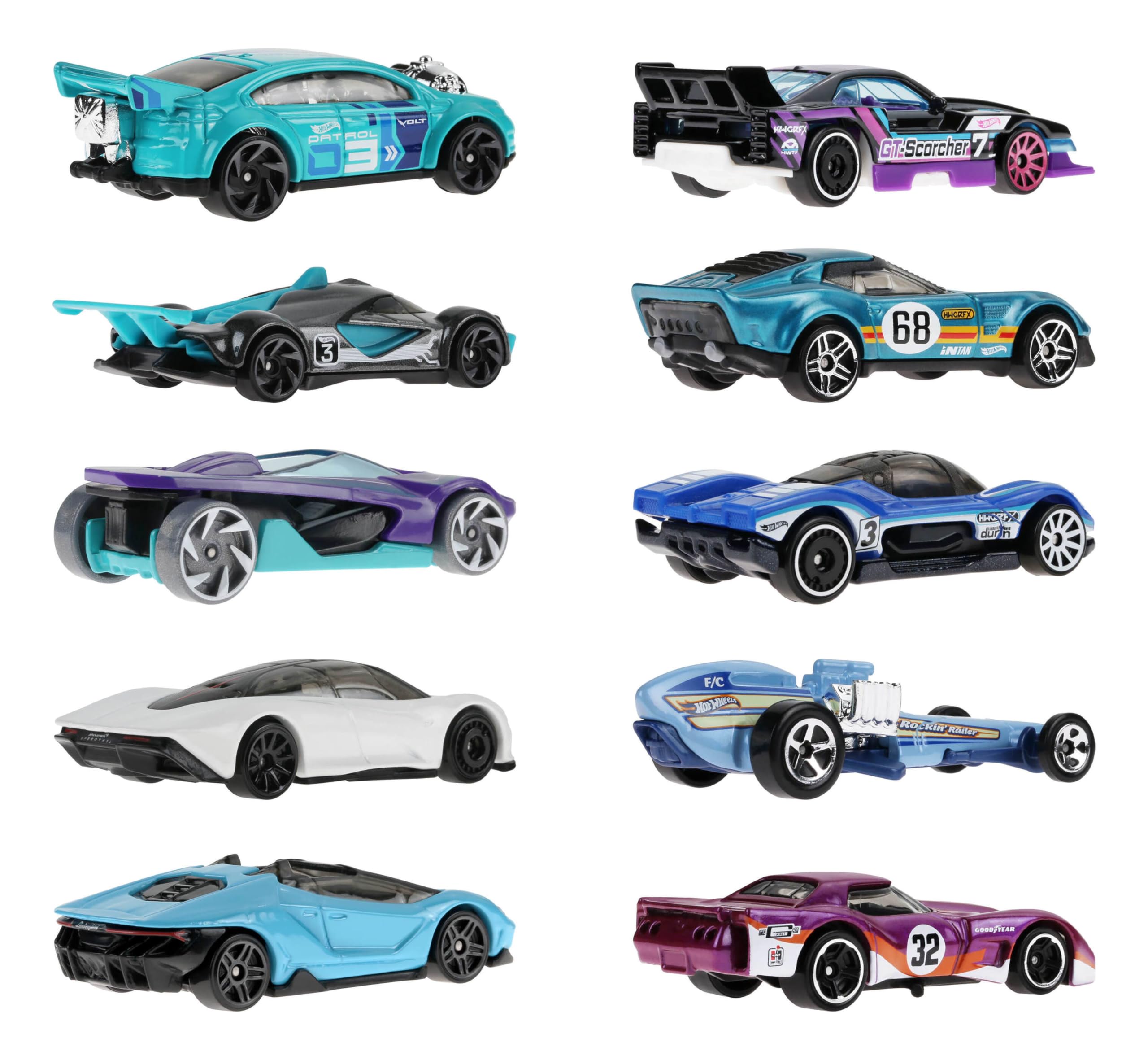 Amazon.co.jp: Hot Wheels Toy Cars, 10-Pack of Race Cars, Includes