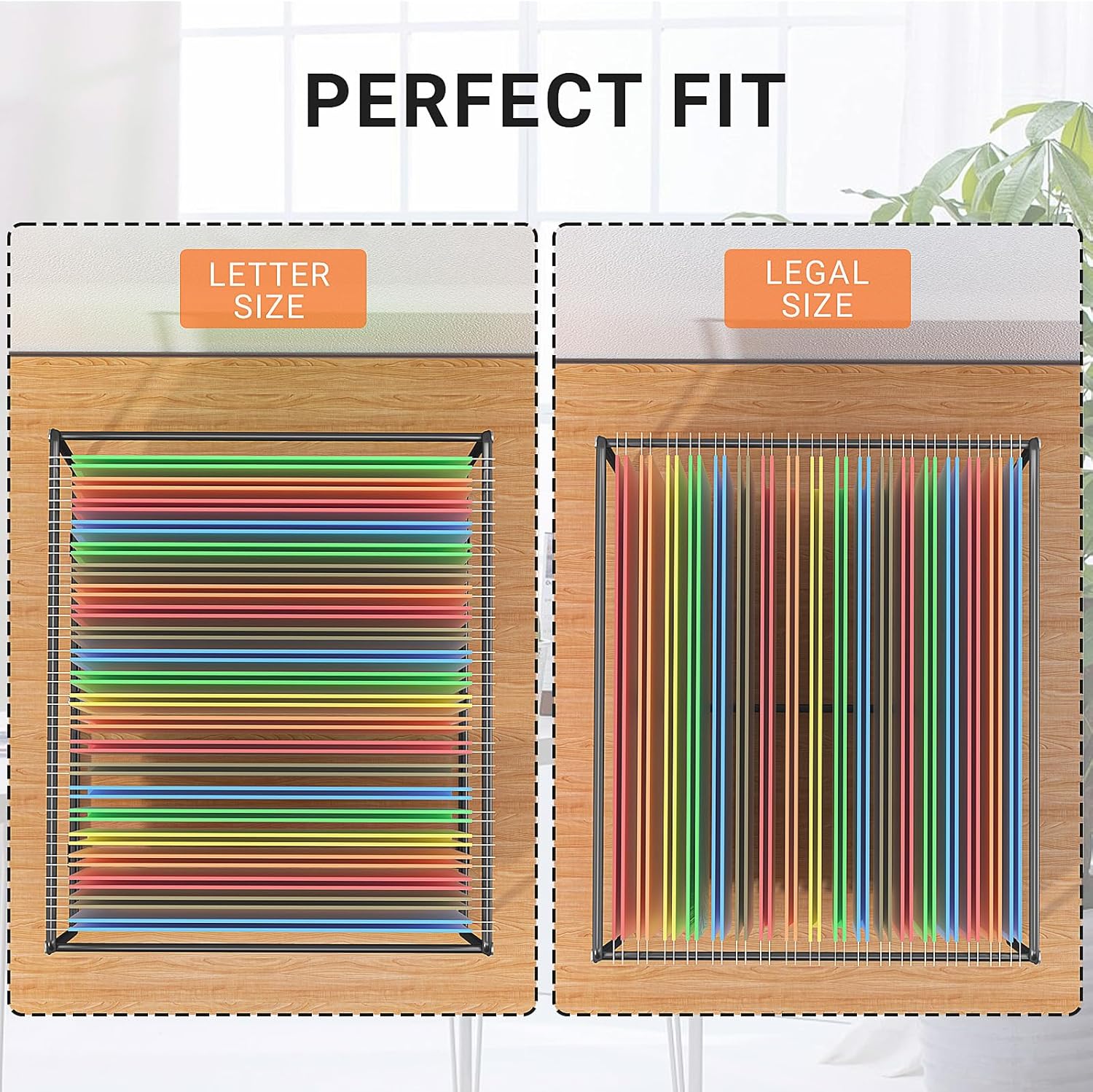 2 Sets Hanging File Folder Frame Letter/Legal Size,Less Than 9.5”H/15.4”D File Cabinet Rail/Drawer/Inserts,Hanging File Holder,Desk Organizer for Accessories,Filing Box,Anti-Scratch/Rusty