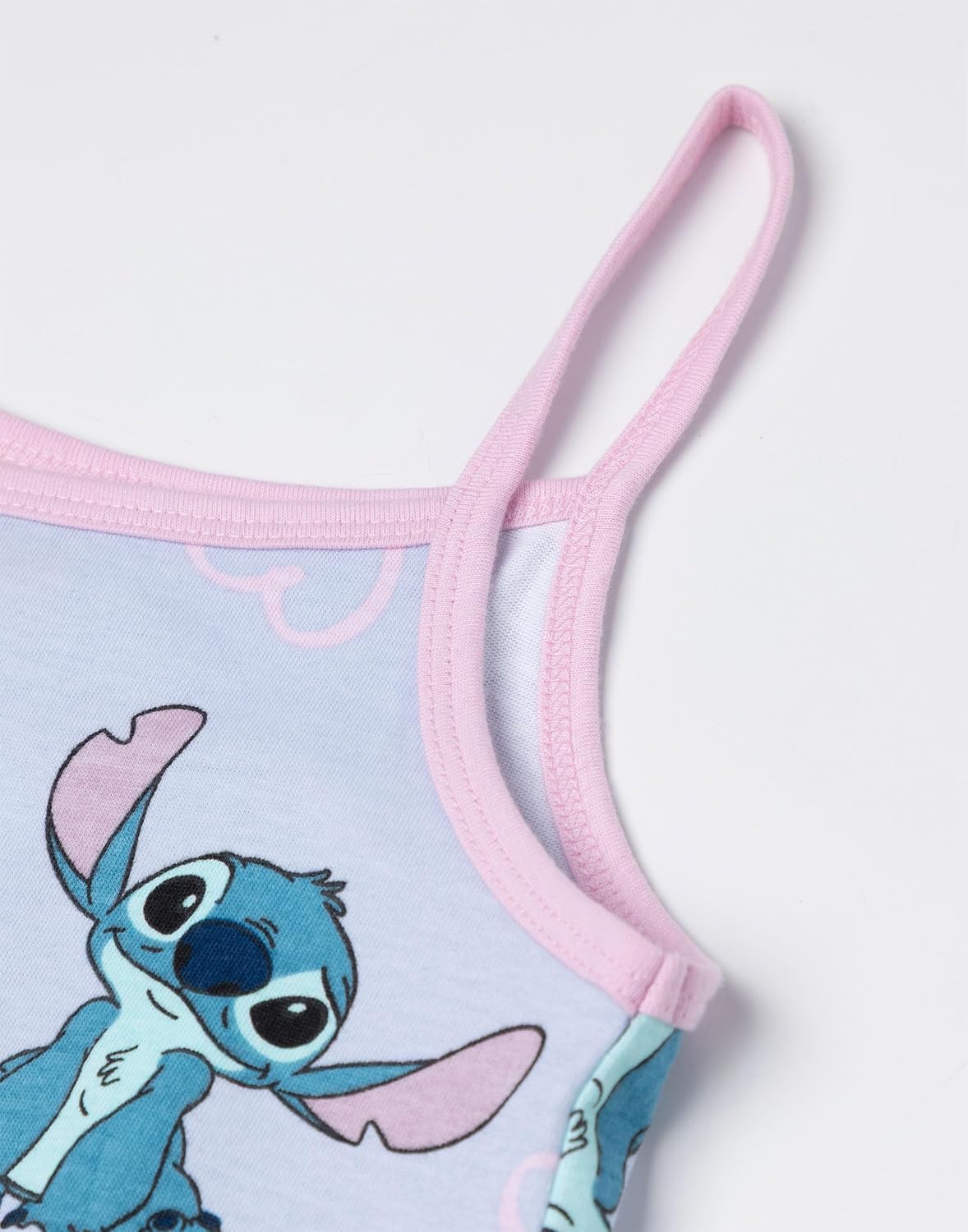 Disney Lilo & Stitch Girls Light Blue Sleeveless Playsuit | Stitch Character Print Summer Romper Outfit with Pockets