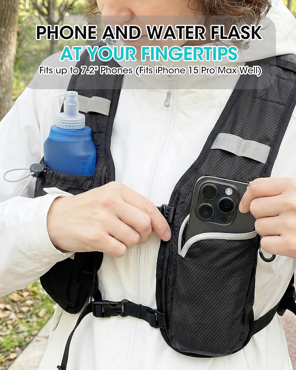 Foldable Small Hiking Backpack with 3 Strap Pockets – Lightweight 300D Spill-proof Daypack for Men Women – Packable Small Travel Backpack with Chest Strap & Trekking Pole Holder – Durable Outdoor Bag - Image 2