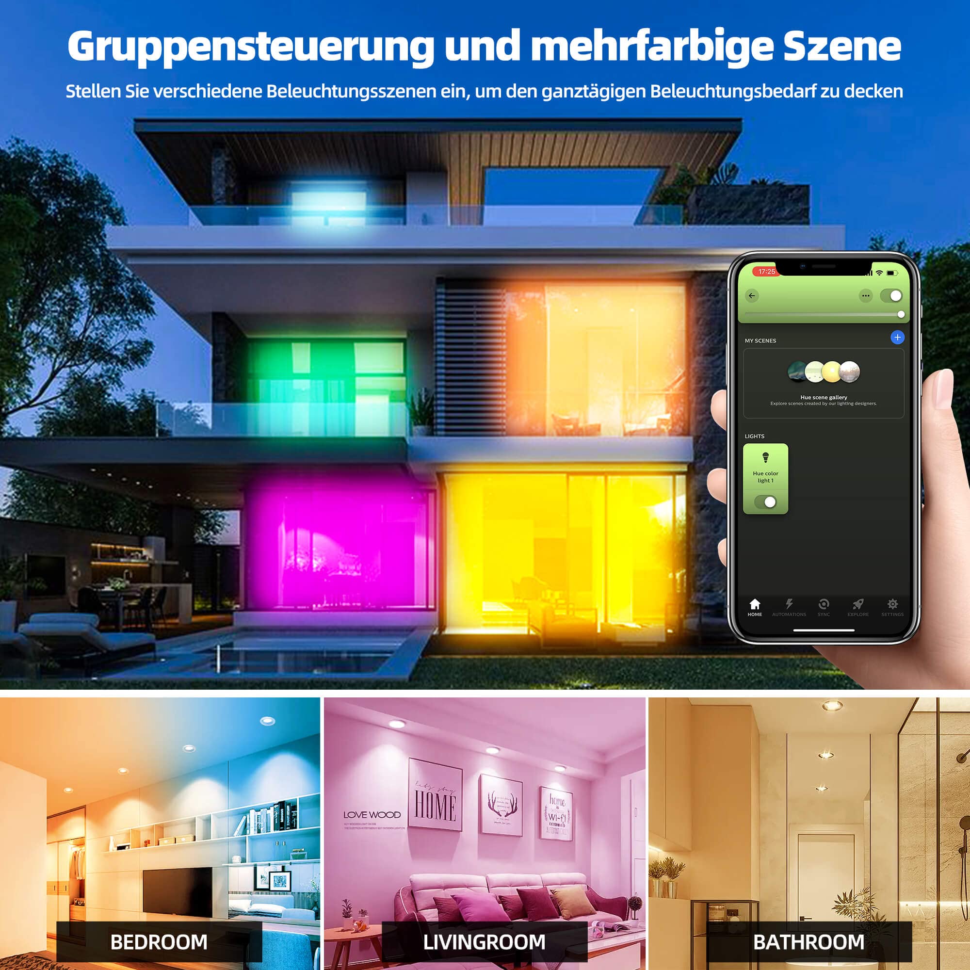 Smart ZigBee LED Einbaustrahler,Dimmbare RGB Warm Kaltweiß Einbauleuchten