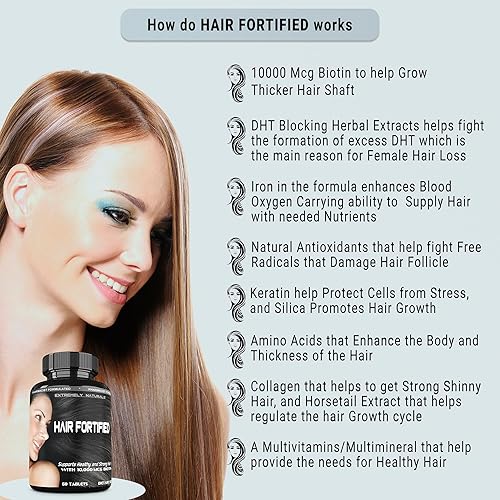 Miniatura 2 de Hair Fortificed - Producto para el crecimiento del cabello  Vitaminas para el cabello  Biotina 10000 Mcg  Queratina  Suplemento para el cabello de