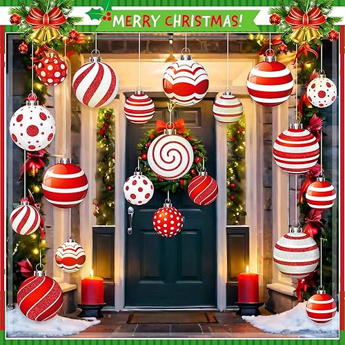 Miniatura 9 de Huwena 24 piezas de decoraciones navideñas para exteriores, adornos colgantes de Navidad para patio, decoración de césped de doble cara para fiesta