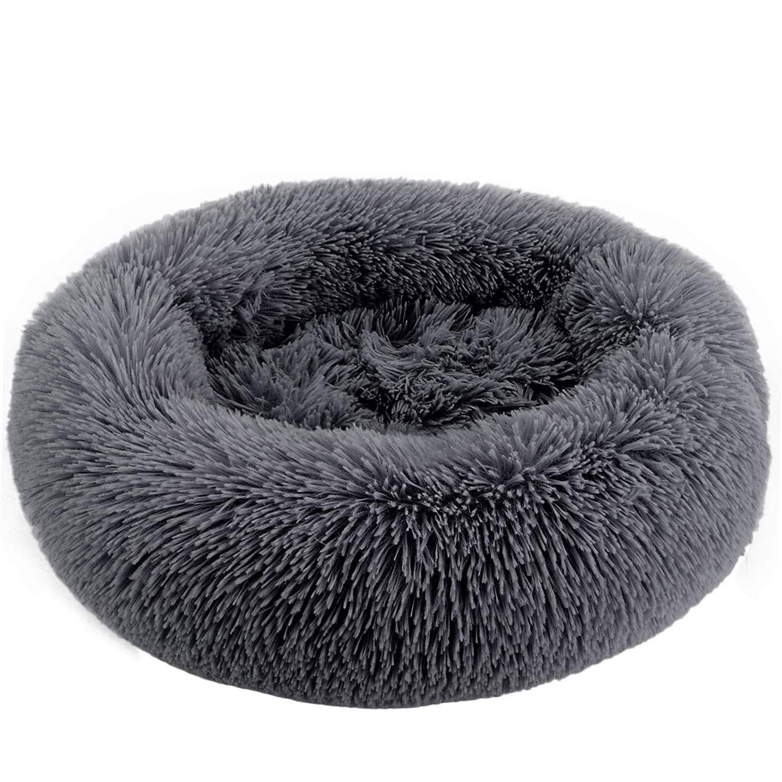 ZEJEUER Cat Bed, Small Dog Bed, Round Donut Washable Plush Fluffy Faux Fur Soft Cushion Beds for Indoor Pets