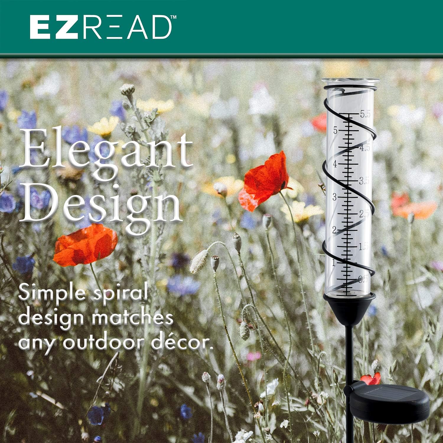 Solar-Powered Black Rain Gauge