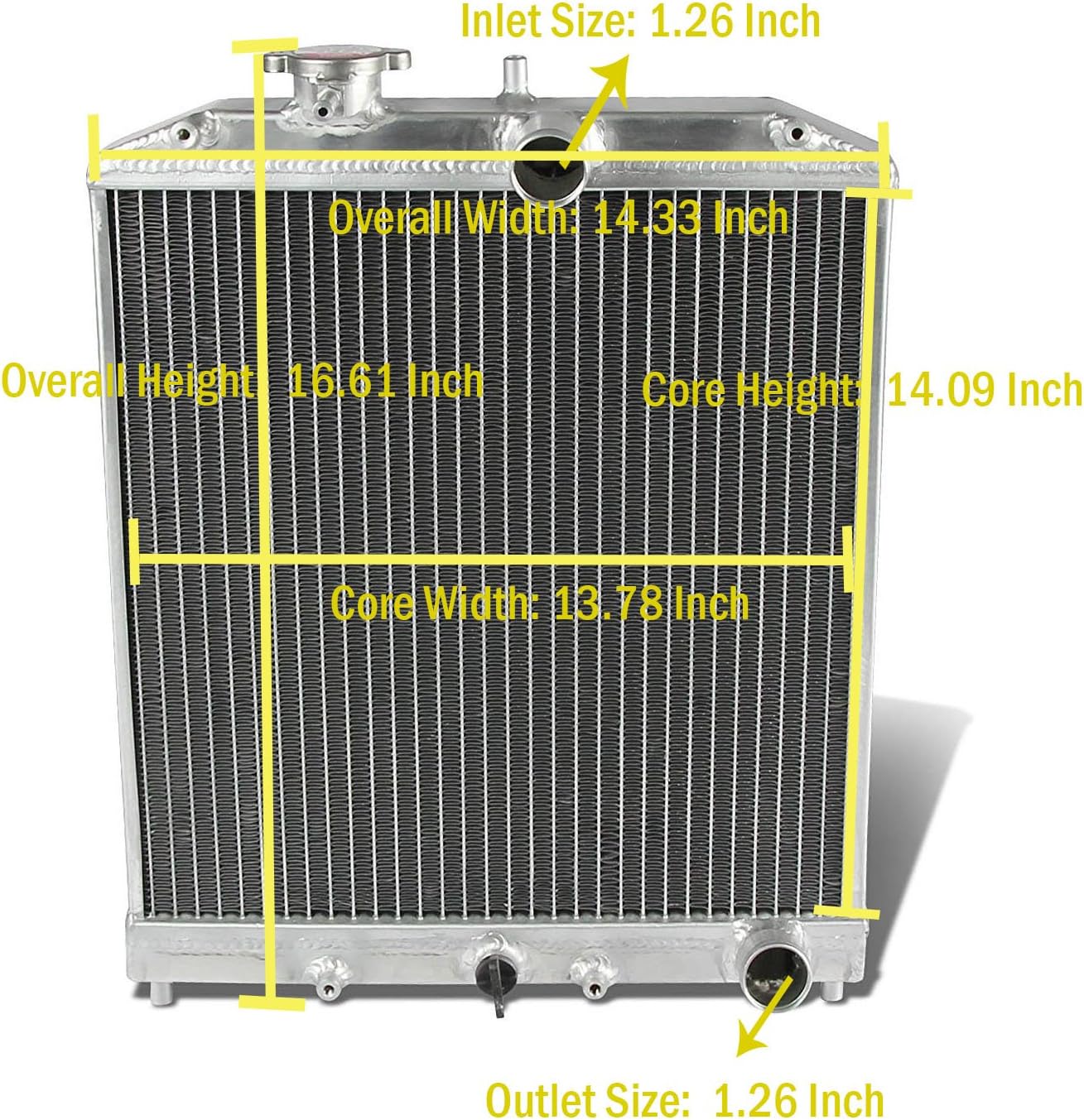 ALLOYWORKS 2 Row Full Aluminum Racing Radiator For 1992-2000 Honda Civic EJ EK DEL SOL EG INTEGRA DB DC
