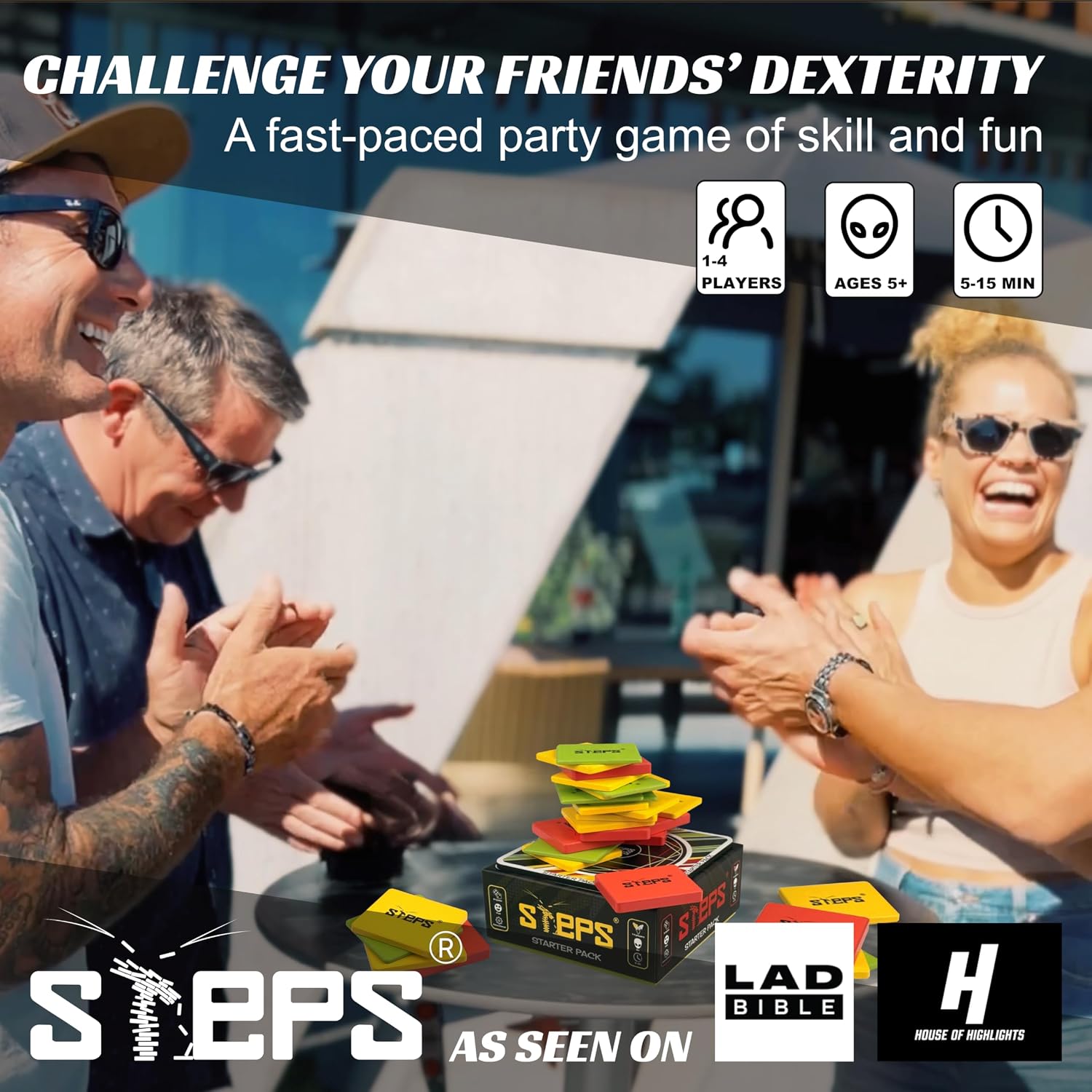 STEPS Game Starter Pack Wooden Board Game Unique Skill-Based Family Game, Party & Travel Game Gift Fun for Game Nights