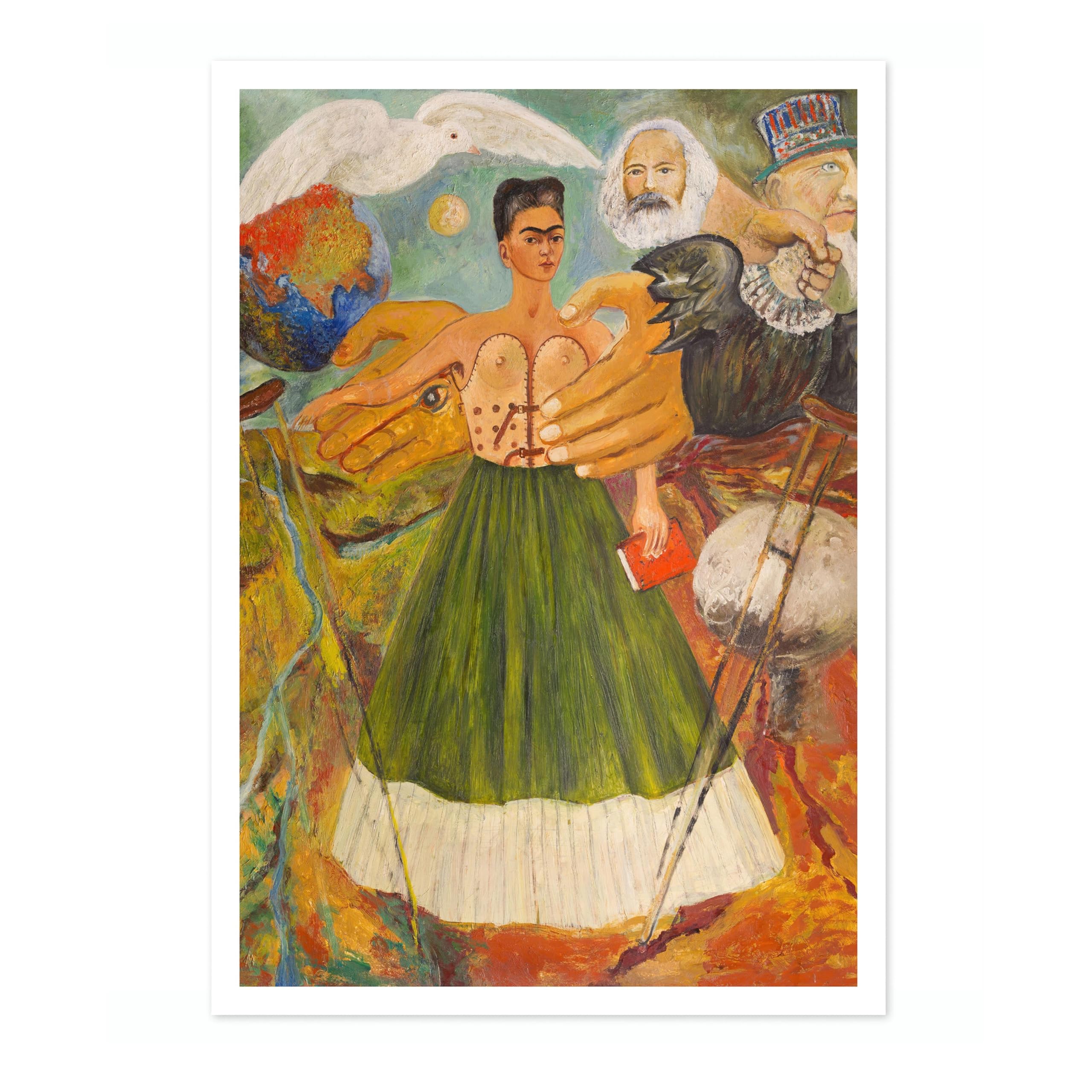 Marxism Will Give Health To The Ill Frida Kahlo Poster, Classic Art Painting Print, Art Exhibition Neutral Wall Art, Vintage Minimalist Home Decor Picture, A3 (Print Only) - 42x29.7cm