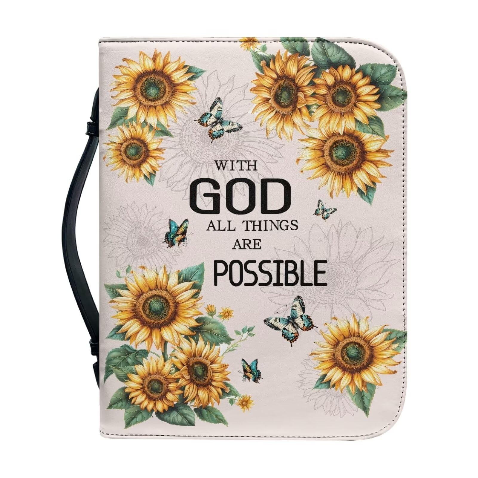 Talayituse Bible Cover for Women and Men - PU Leather Case, Bag, Tote, Book Carrying Case - Christian Accessories, L, Leather โ image 1