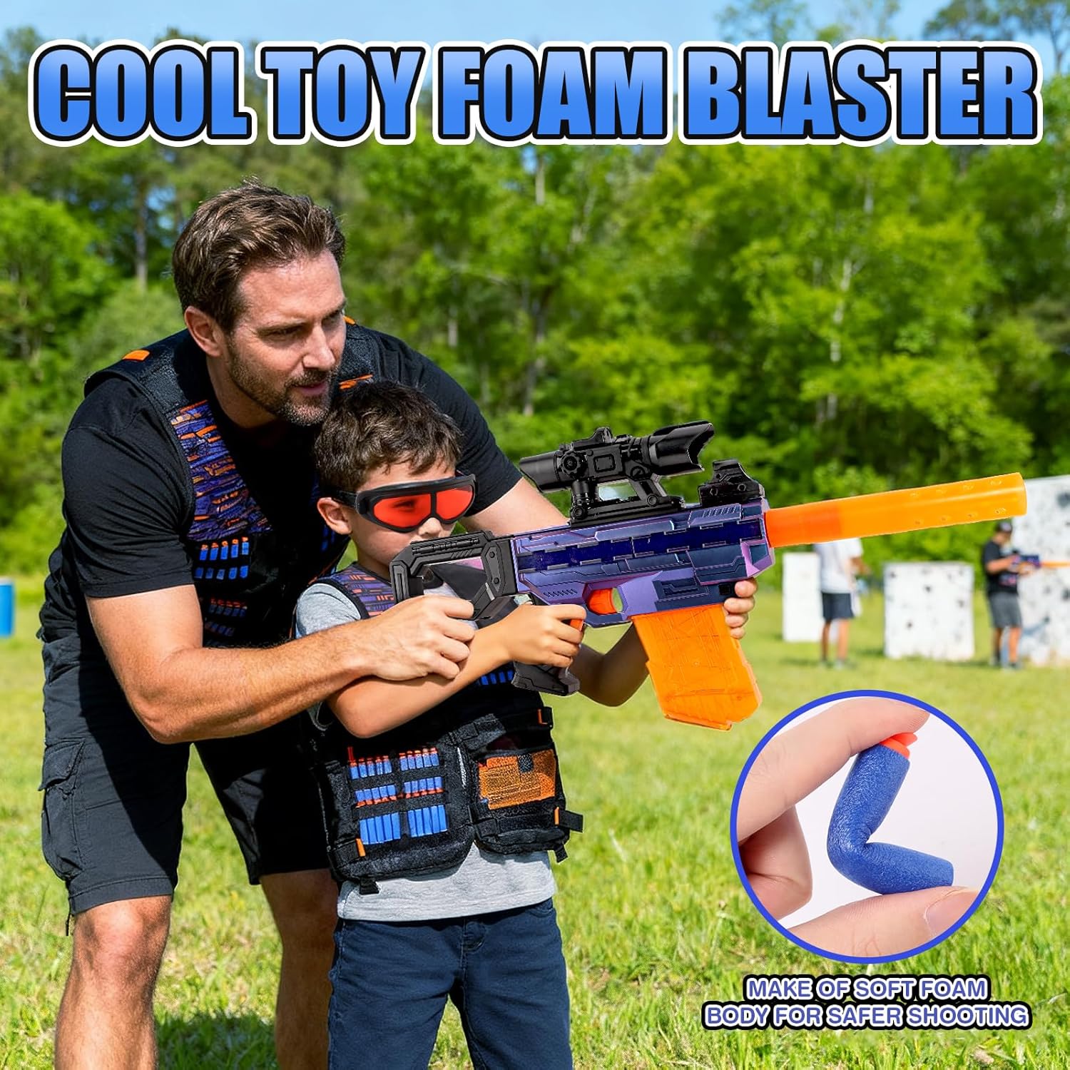 Toy Guns for Kids Ages 8-12, Electric Toy Sniper Rifle, Realistic Automatic Foam Sniper with Scope Tactical Vest Kit, Shooting Game Toys Ideal Birthday for Boys