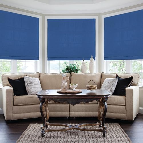 ChadMade Persianas de lino, persianas de tela sólida, tratamientos de ventana romanas de tamaño personalizado, oscurecimiento de la habitación,