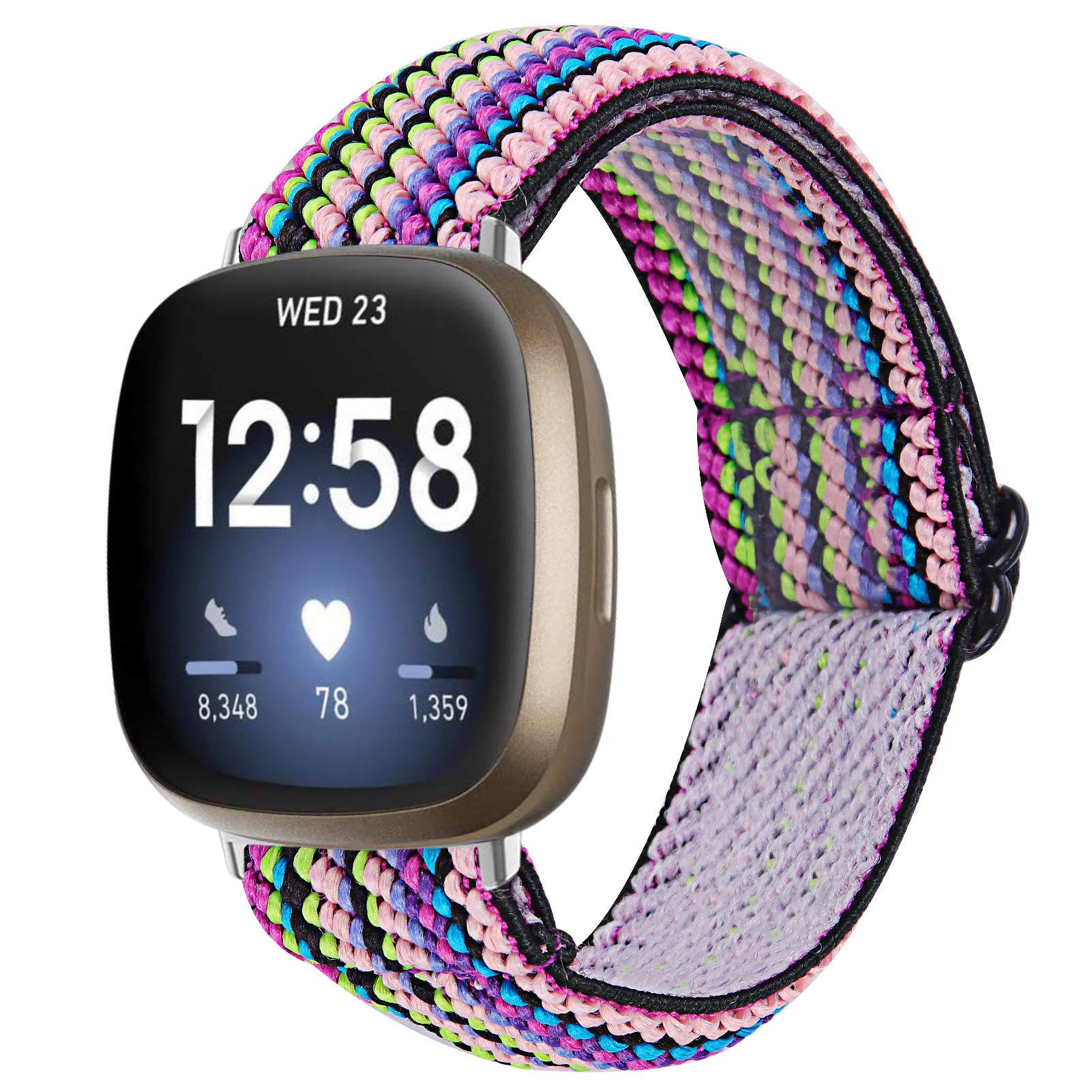 TRISTRAPS Compatible with Fitbit Versa 4/Versa 3/Sense Strap,Soft Elastic Breathable Replacement Sport Wristbands for Men/Women,18 Colours for Chosen (Purple + pink)