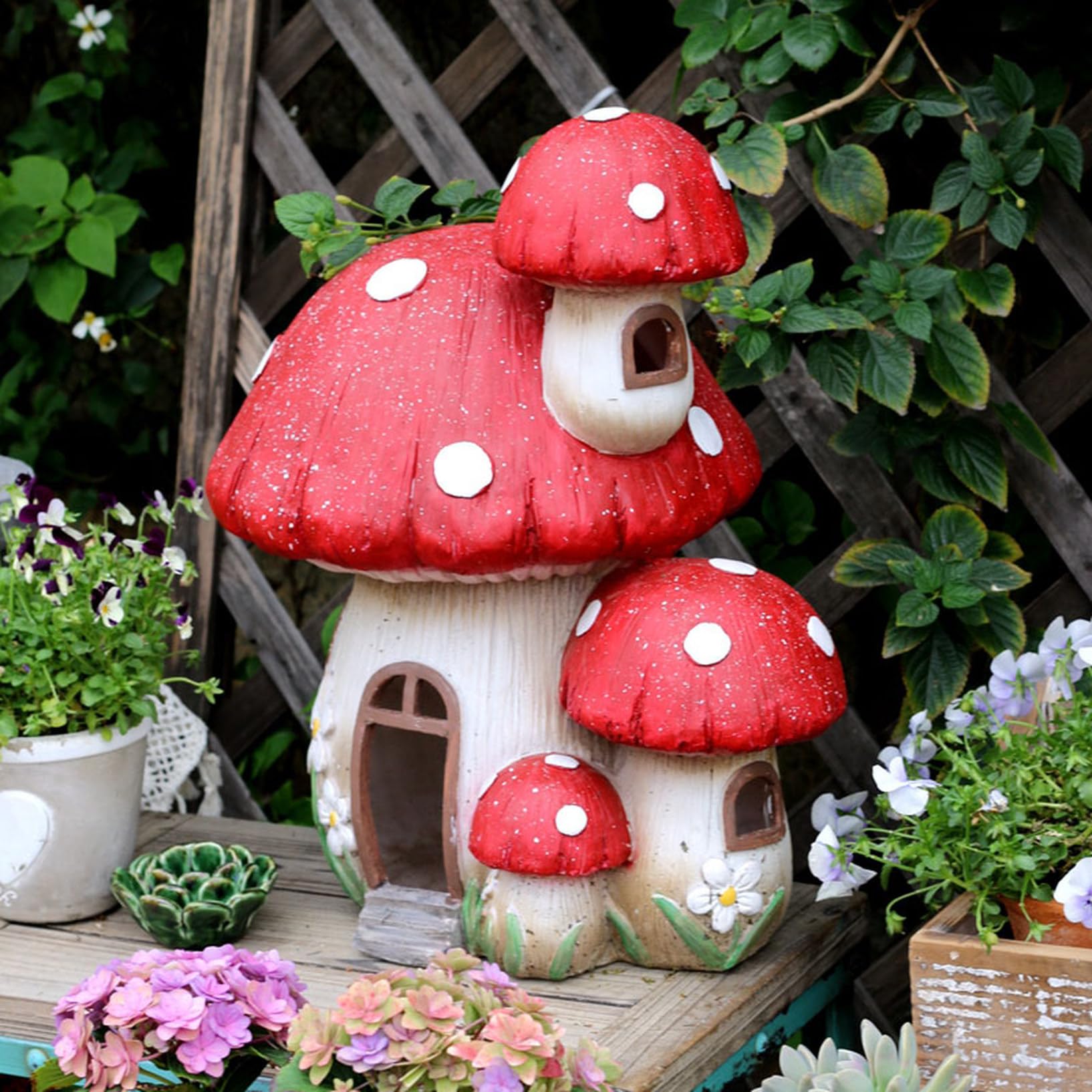 ★ やすお ★お花いっぱいきのこのお家★マカロンくまちゃん★ガーデンレンガ ☆ やすお ☆お花いっぱいきのこのお家☆マカロンくまちゃん