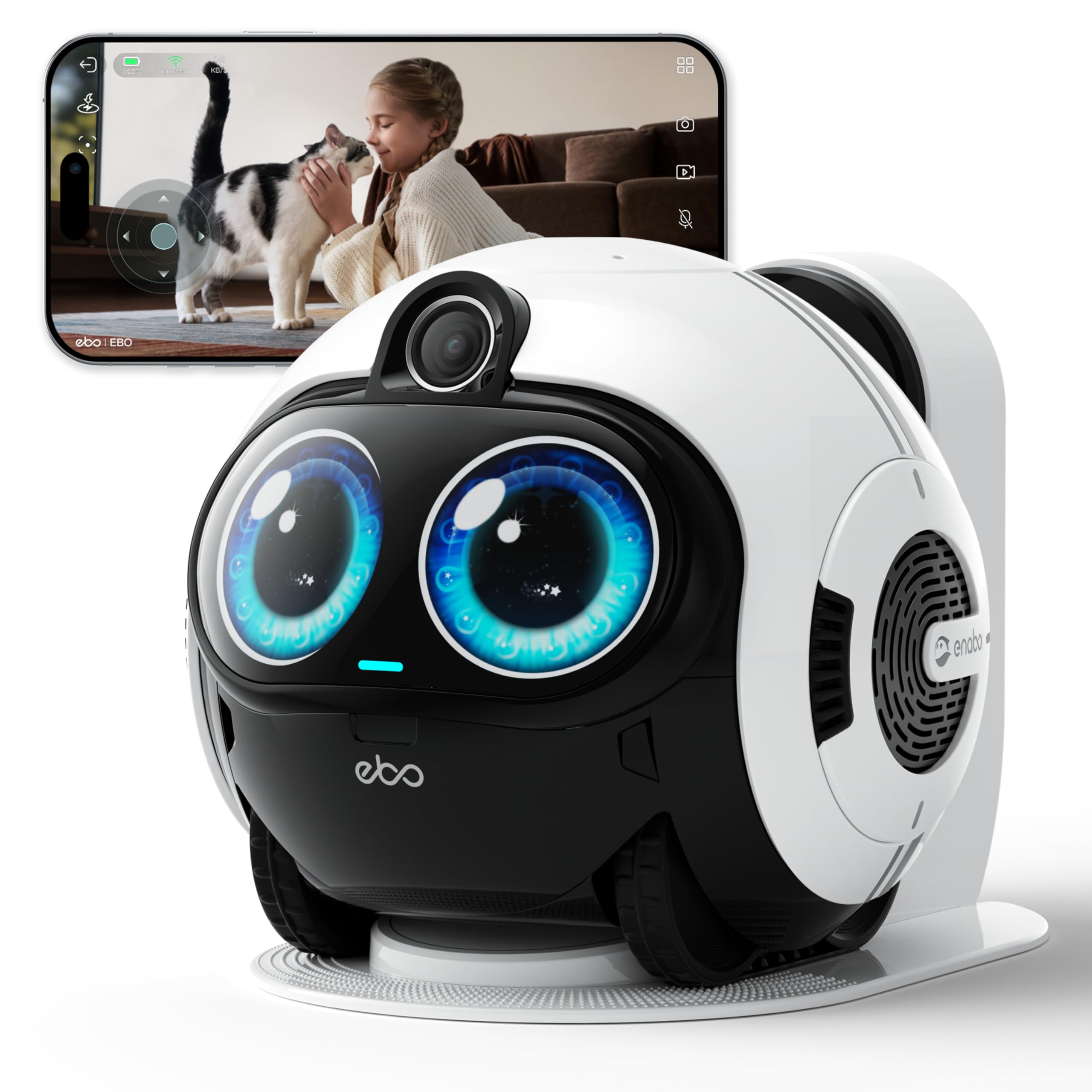 Photo 1 of Enabot EBO Max FamilyBot AI Home Camera: 4K Camera Robot Companion, Manual Mapping, V-SLAM, 2-Way Video Call, Auto-Recharge, Smart Patrol, Gift for Long Distance, Pets, Kids & Elderly