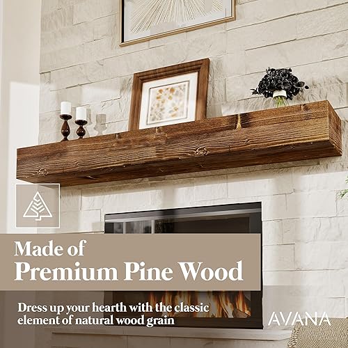 Miniatura 5 de Avana Mantel de chimenea  Mantos montados en la pared para sobre la chimenea  Estantes de chimenea de granja  Repisas de chimenea de madera hechas a