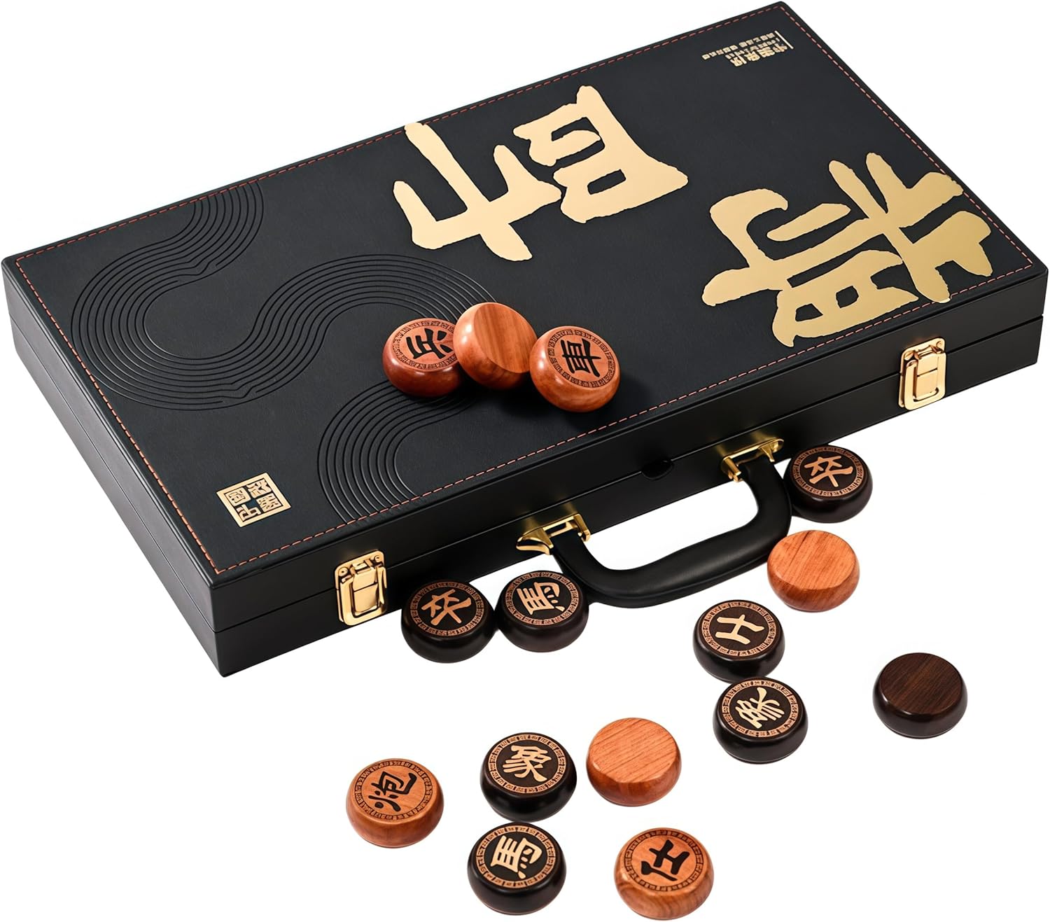 Natural Wood Chinese Chess, Xiangqi Gift Set - Travel Games Sets with Board Games Gift, Xiang Qi Game & Pieces, Chinese Decor & Gifts, Chinese New Year Decor (Small)