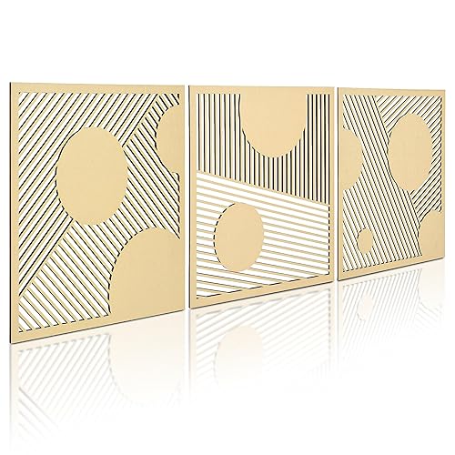 AnairsMo Geometric Wood Wall Decor, Wooden Wall Art Sculpture, Modern