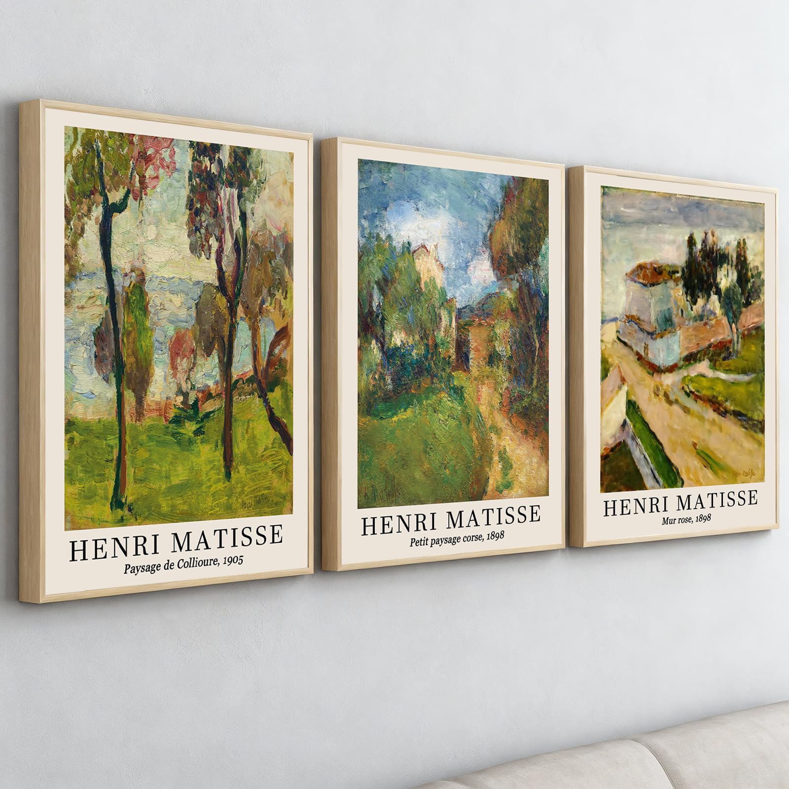 PWAADHC Colourful Matisse Framed Wall Art Set – Modern Abstract Prints in Light Wood Frame, 30x40cm (12"x16"), Perfect for Living Room, Bedroom or Hallway Décor — image 1