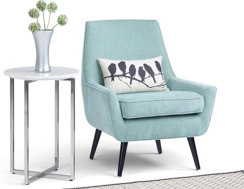 Miniatura 12 de SIMPLIHOME Marsden - Mesa auxiliar redonda de acero inoxidable pulido de 18 pulgadas de ancho en blanco y plateado, mesa decorativa moderna para