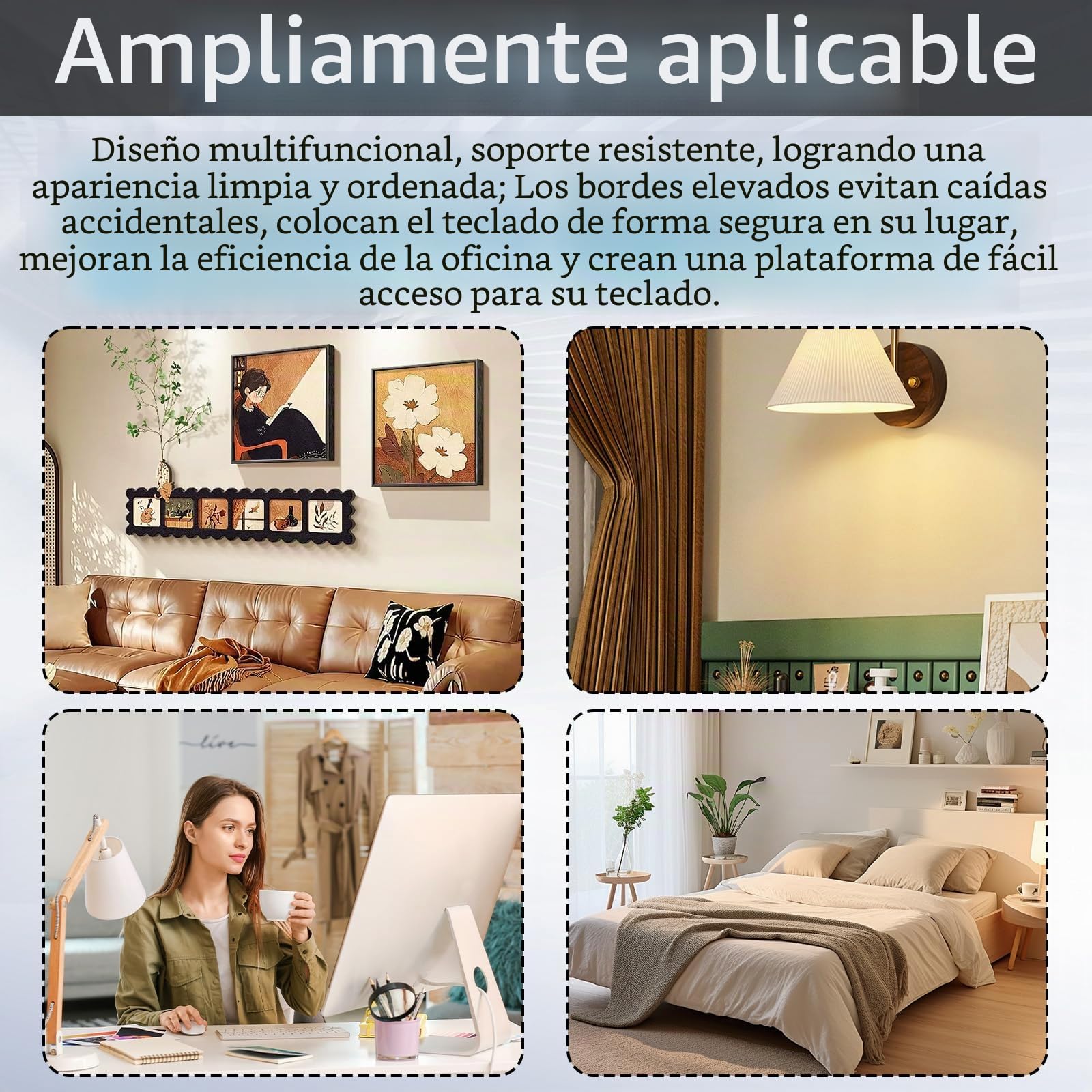 Plataforma para Teclado, Soporte de Pared Soporte de Poste para Bandeja de Teclado Bandeja giratoria y Plegable para Escribir Hogar u Oficina