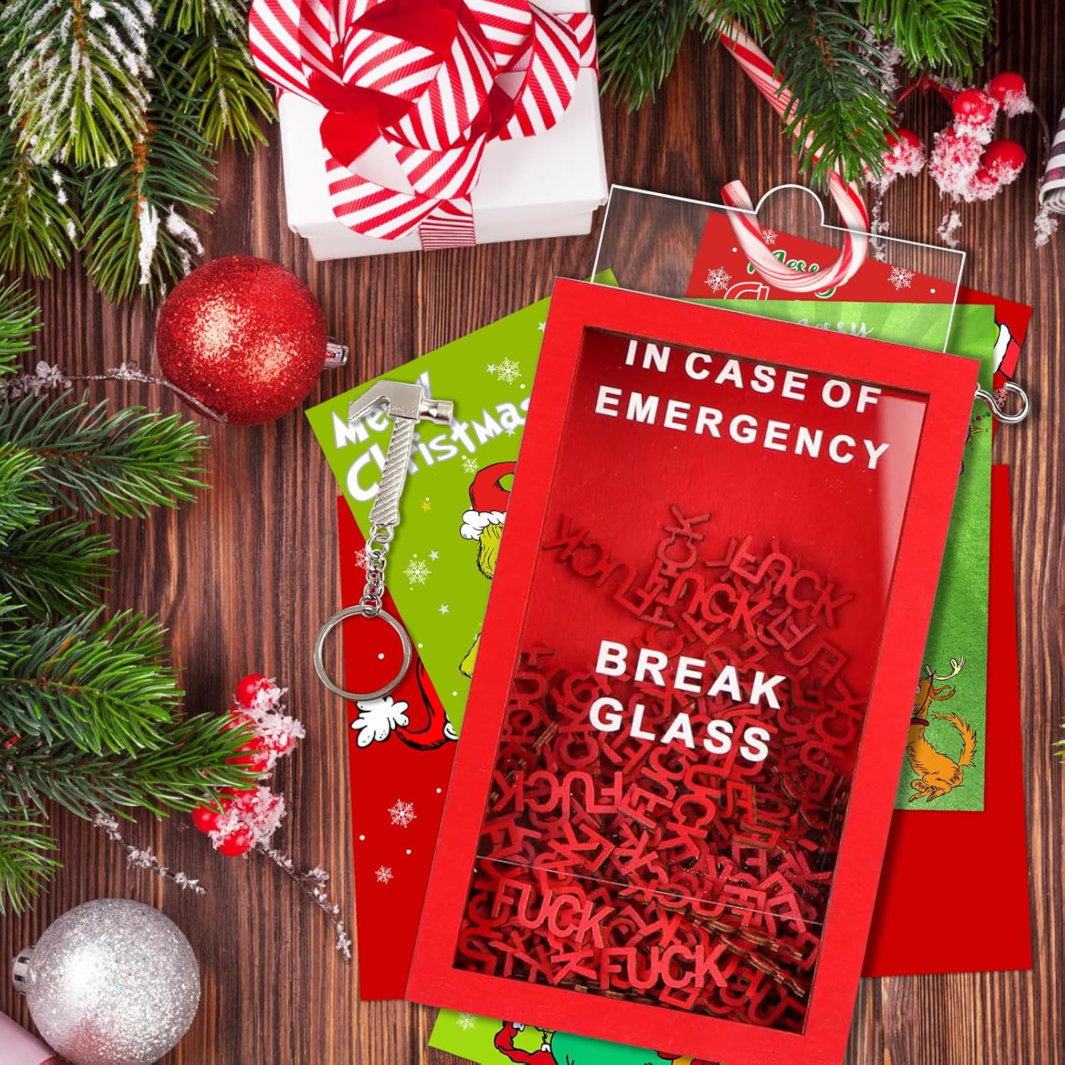 Funny Gift Break in Case of Emergency Box with Hammer, Funny Desk Decor, Personalized Prank Gag White Elephant Gift for Friends Coworker Family (Emergency Box)
