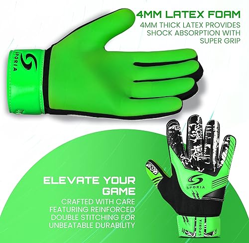 Miniatura 2 de SPORIA Guantes de portero de fútbol para jóvenes, con doble protección para la muñeca, guantes de fútbol para niños, material de látex