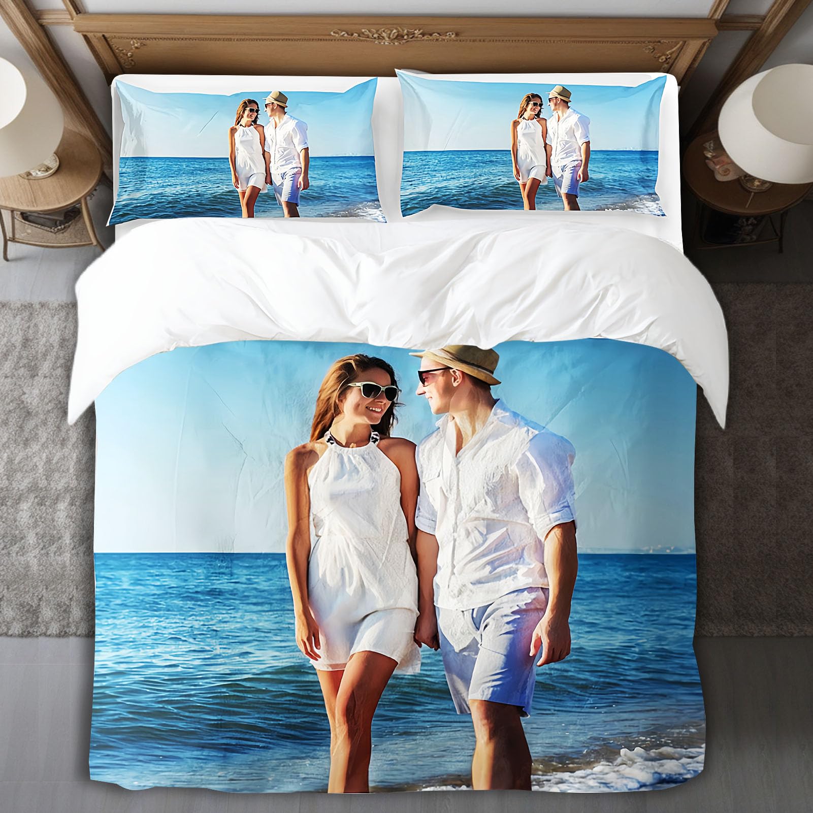 Kitlay Boys Multicolor Custom Double Duvet Cover Set With 2 Pillowcases Personalised Bedding King Size Customised Twin Duvet Cover With Photo Text, Suitable For Friends Family Couple Anniversaries