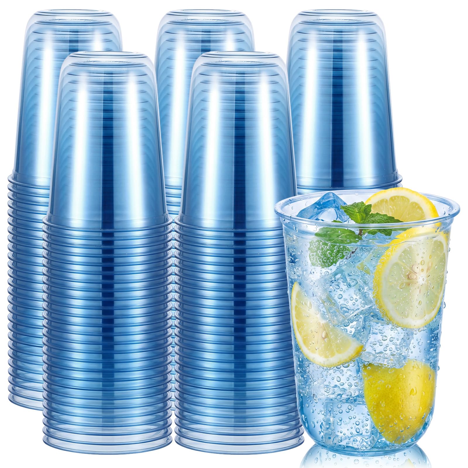 Gold Plastic Cups - 50 Pack Disposable Wine Glasses -16