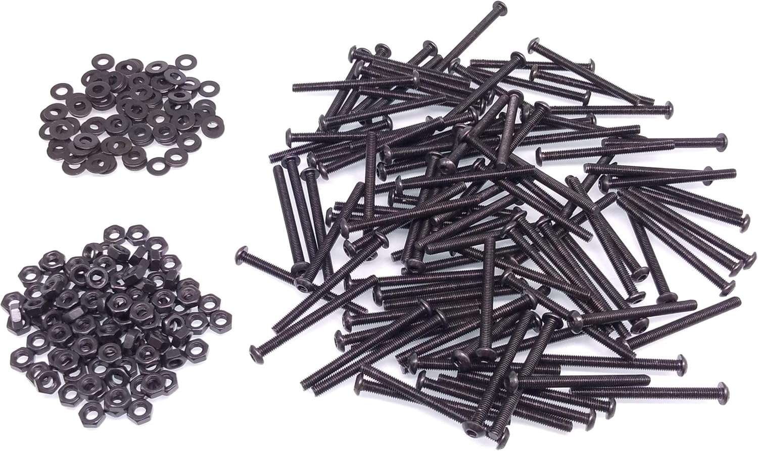 Yodaoke 100pcs M3-0.5 x 45mm Button Head Socket Cap Screw, ISO 7380 Hex Drive, Class 10.9, Alloy Steel, with Nut and Washer