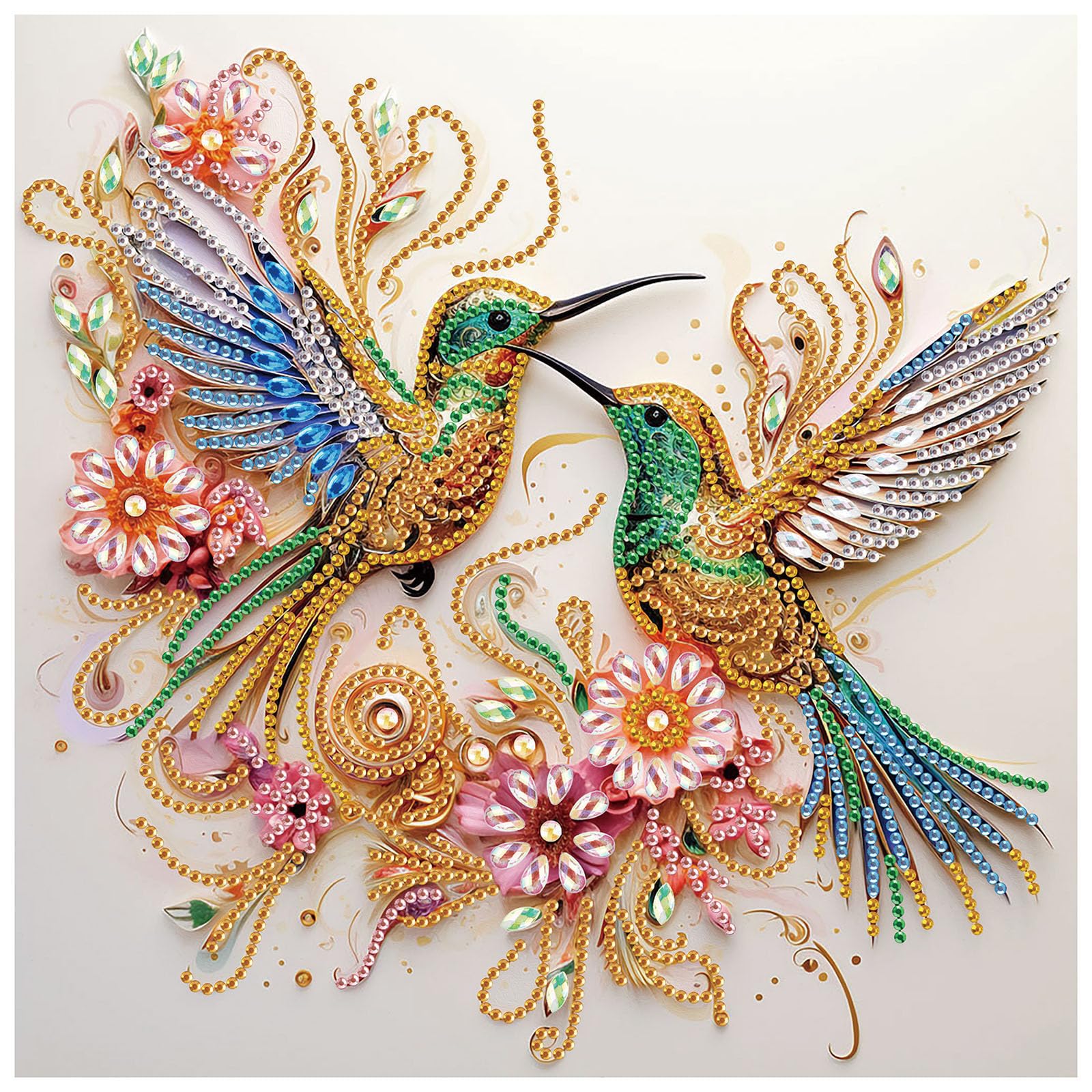 Sanjee 5D Special Shape Diamond Art Kits for Beginners, Hummingbirds Diamond Painting Kits for Adults, Crystal Rhinestones Diamond Painting for Home