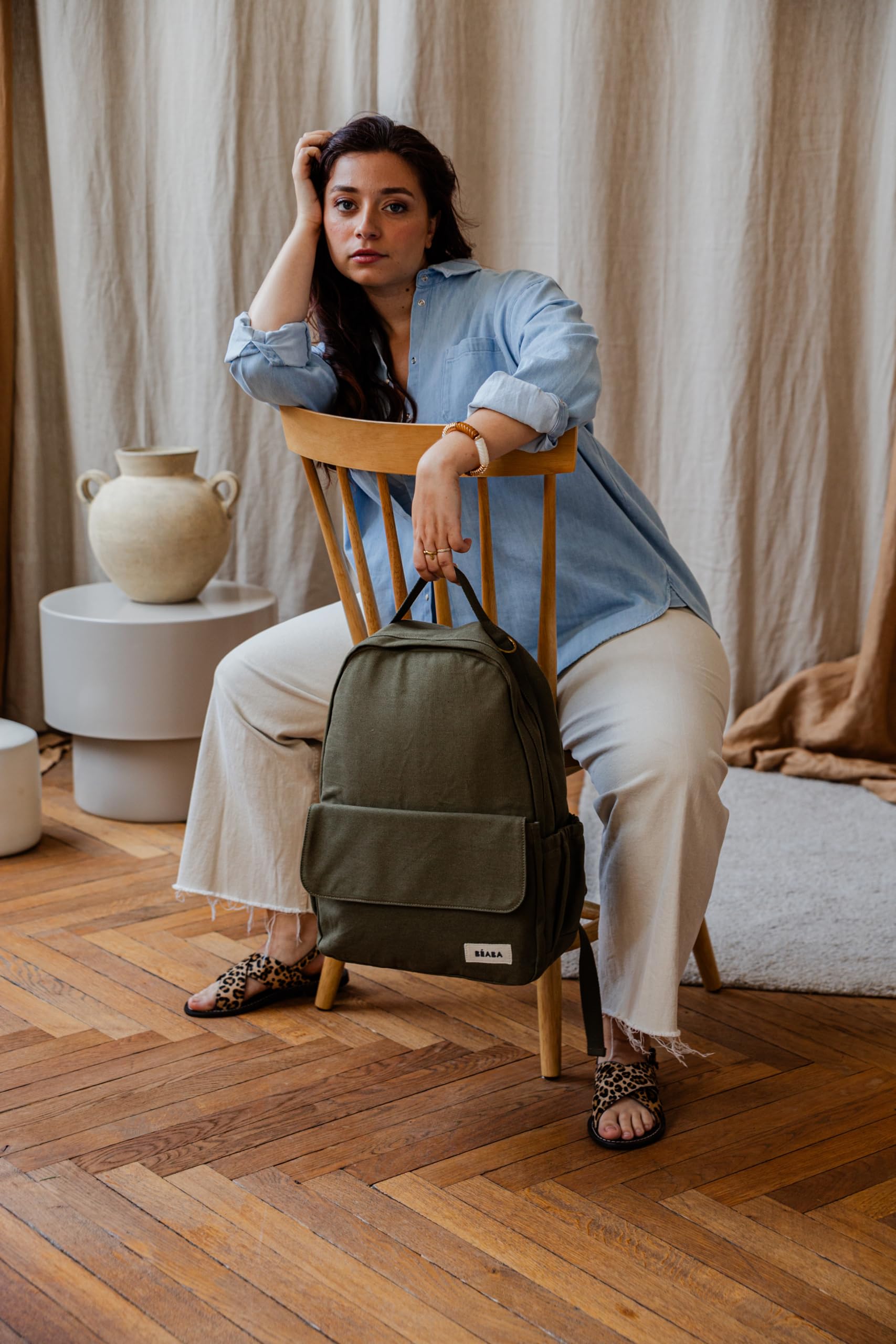 BÉABA Zaino Fasciatoio Bebè Tokyo 21L – Zaino Maternità Unisex Mamma e Papà, 9 Tasche, Tasca Termica, Aggancio Passeggino, Fasciatoio Imbottito – Cachi