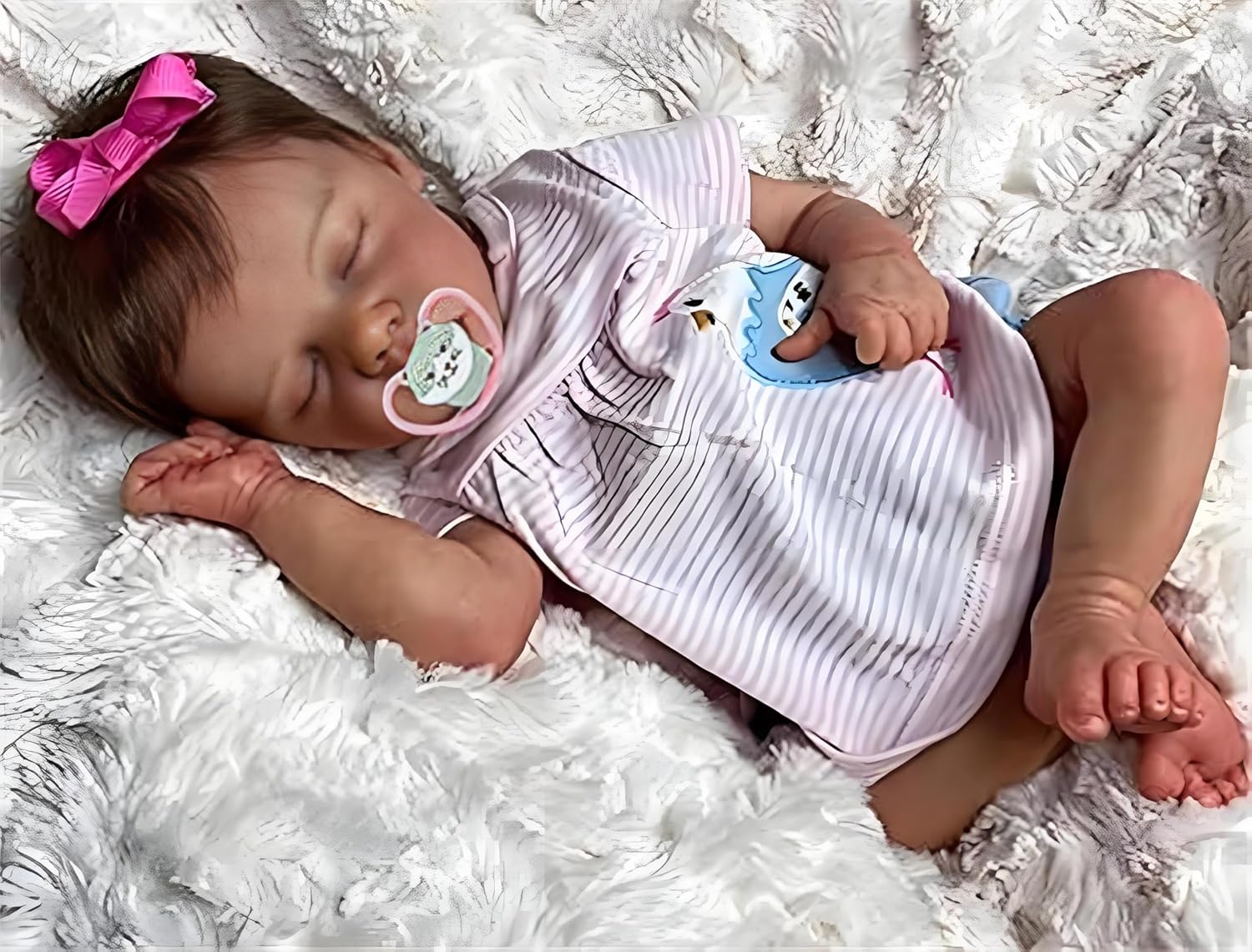 Realistic Silicone Reborn Baby Doll, Eyes Closed Sleeping Realistic Reborn Girl Doll - 47cm 18 Inches Handmade Soft Silicone Vinyl Newborn Baby,Gilirs