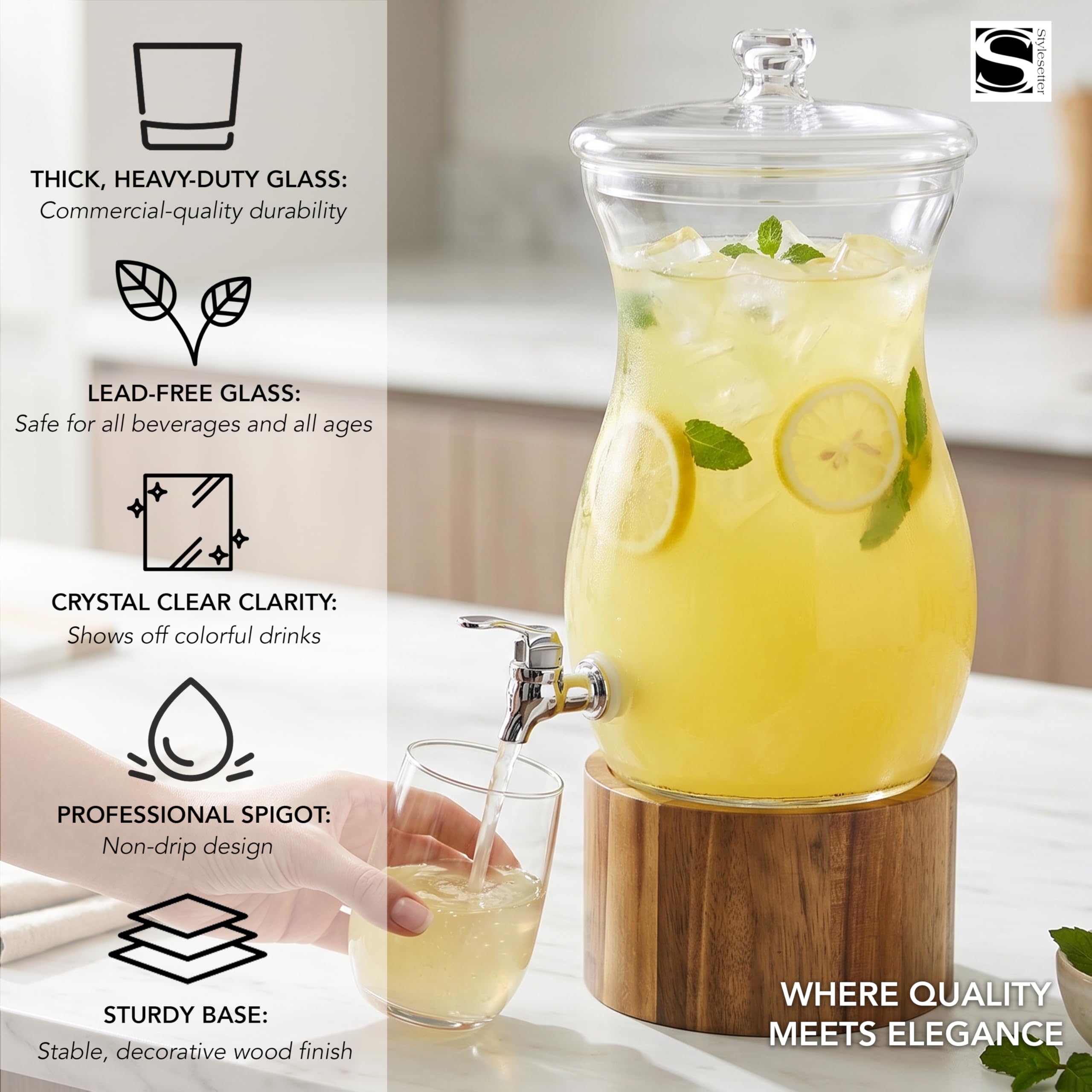 Style Setter 210767 - Dispensador de bebidas Madera, transparente