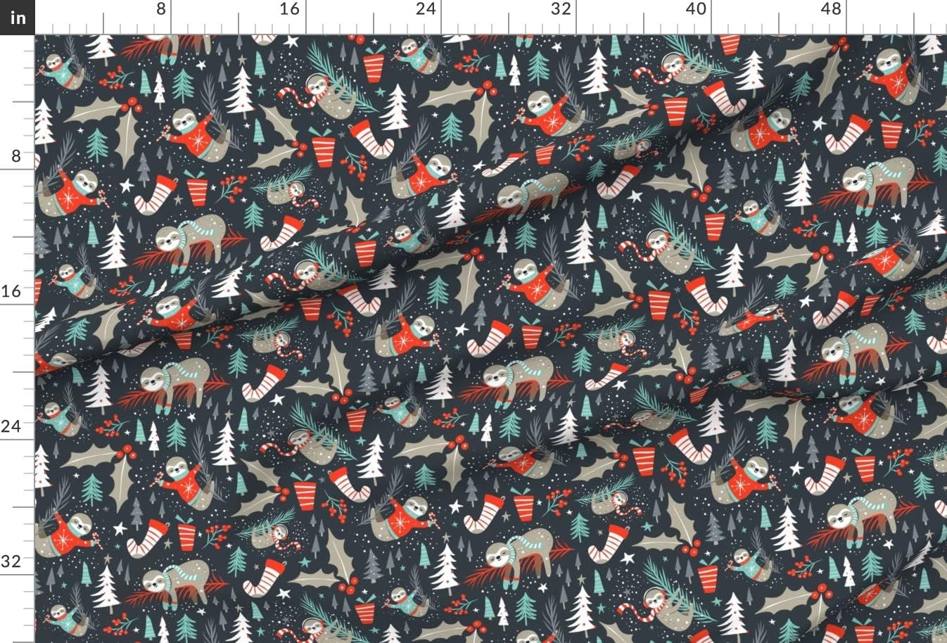 Spoonflower Fabric - Holidays Scale Sloth Charcoal Black Christmas Holiday Seasonal Xmas Printed on Minky Fabric by The Yard - Sewing Baby Blankets Quilt Backing Plush