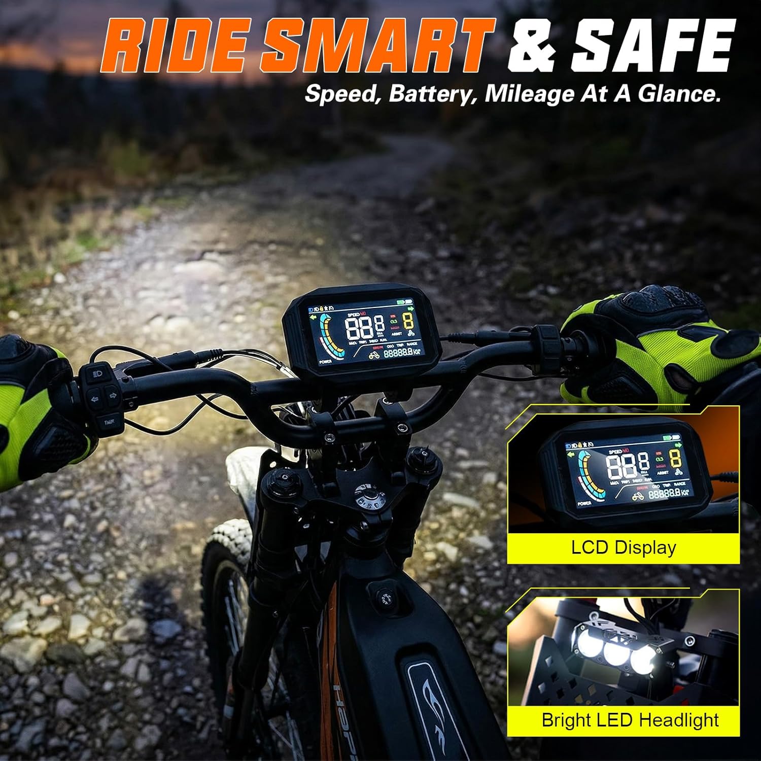 HAPPYRUN G300 Pro Electric Dirt Bike for Adults, 72V 30Ah Battery, 6500W Motor, 50 MPH Speed, 70 Mile Range, 350 Lbs Load Capacity, Hydraulic Brakes Black