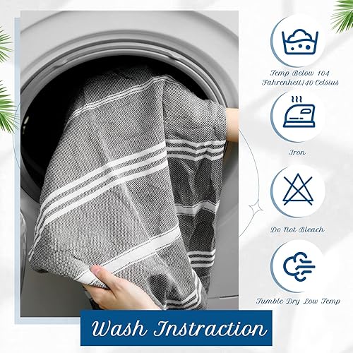 Miniatura 7 de Mixweer Paquete de 12 toallas de playa turcas a granel con bolsa de viaje de 36 x 71 pulgadas, algodón, de secado rápido, a prueba de arena,