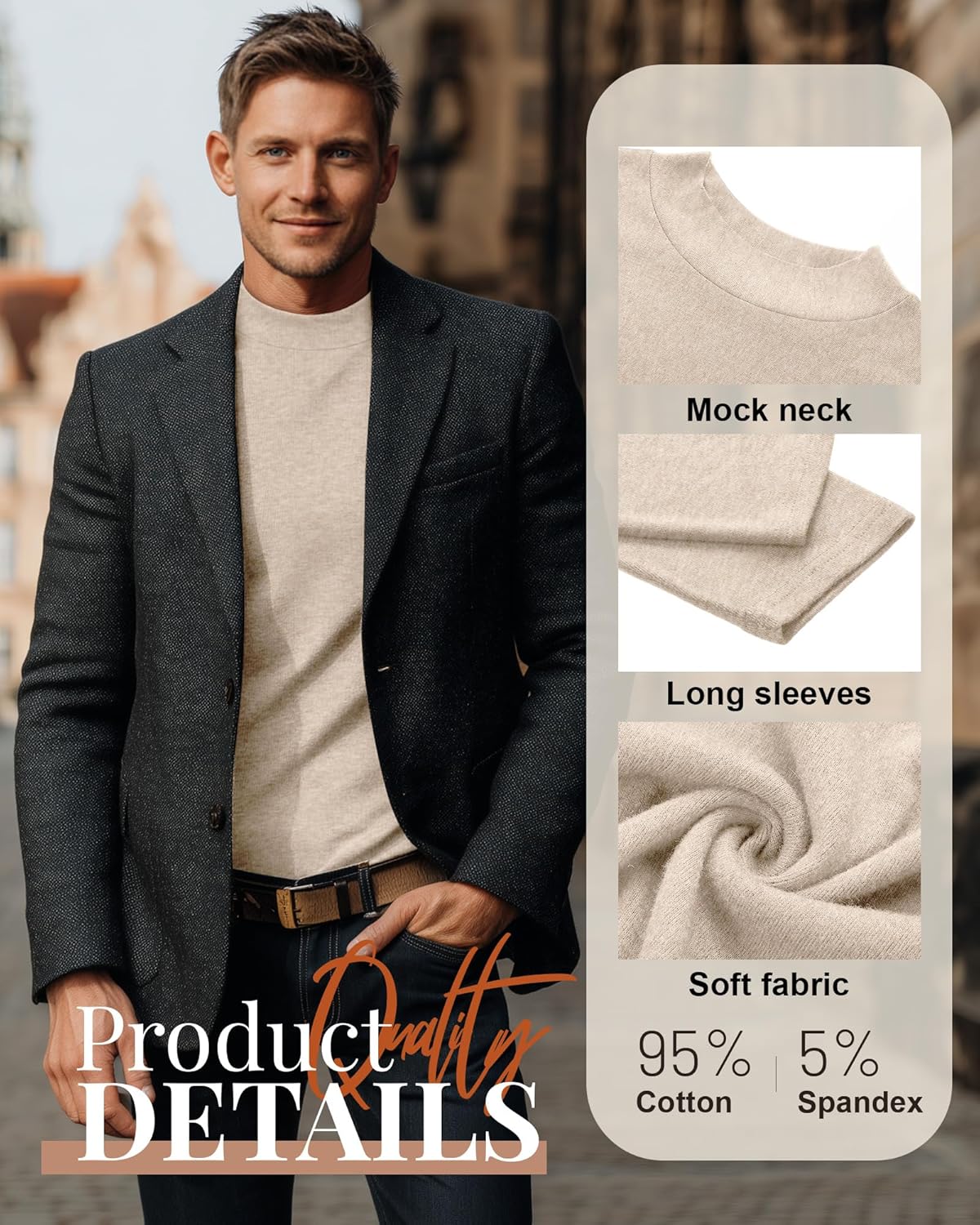 Neer 4 Pack Men's Mock Neck Shirts, Long Sleeve Turtleneck Pullover Tops Slim Fit Casual T Shirts Lightweight Basic Sweaters - Image 4