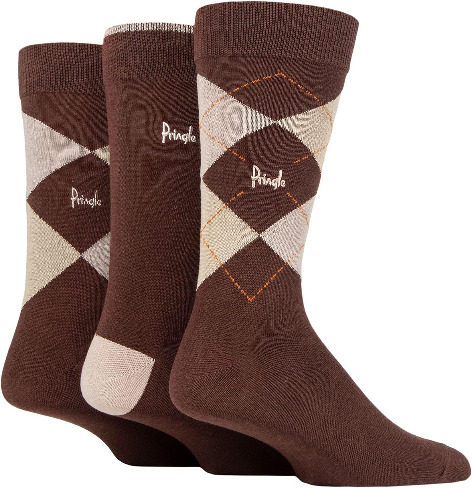 Pringle Mens Bamboo Cotton Blend Argyle Socks Pack of 3